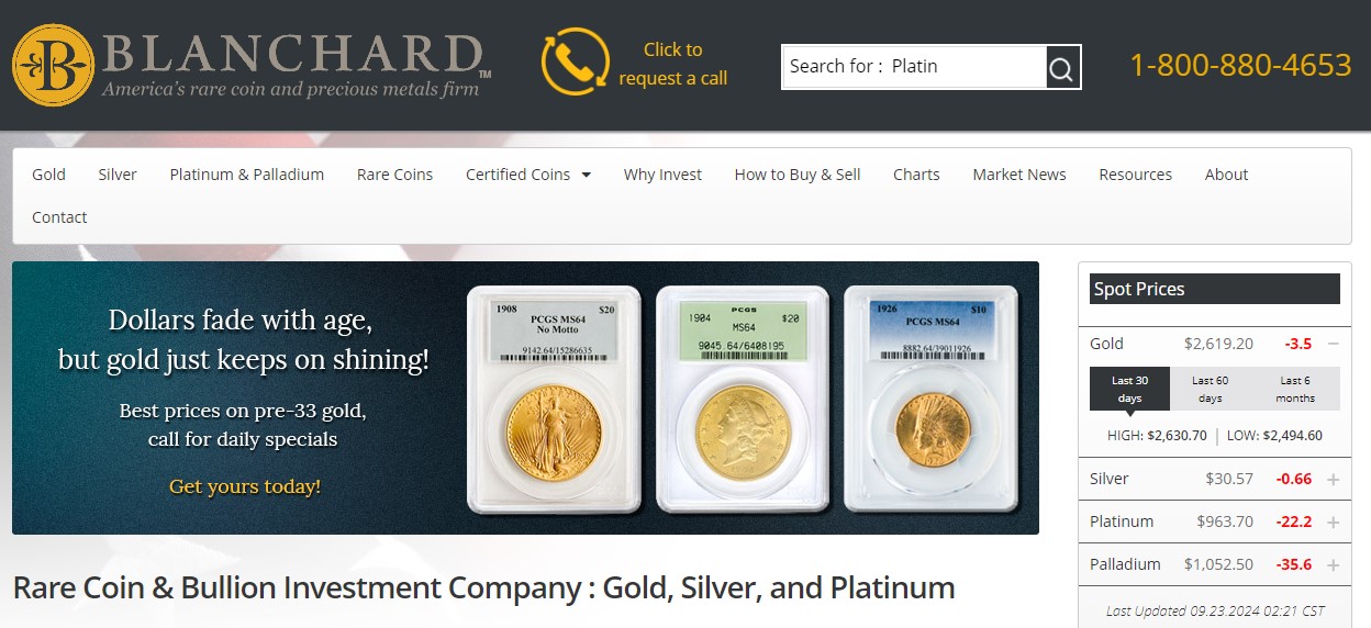 image of blanchard gold website