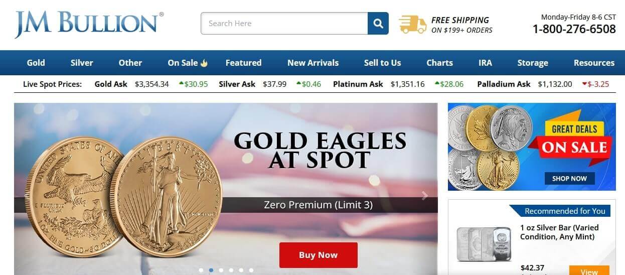 jm bullion homepage