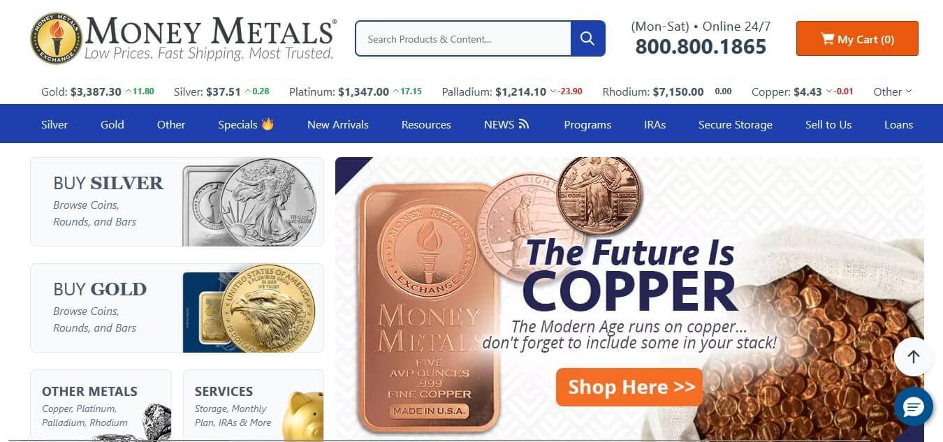 money metals exchange homepage